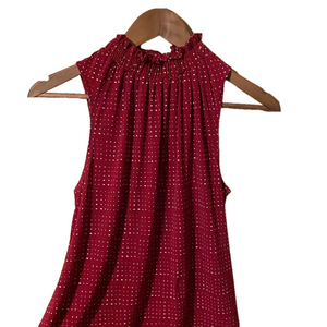 318. Banana Republic| Sleeveless ruffle high neck blouse. Red xsmall.